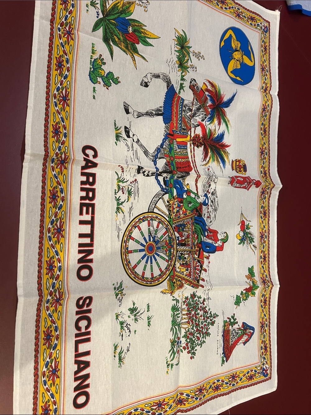 Carrettino Siciliano Decorative kitchen towel - Colorful Sicilian Cart,22x34